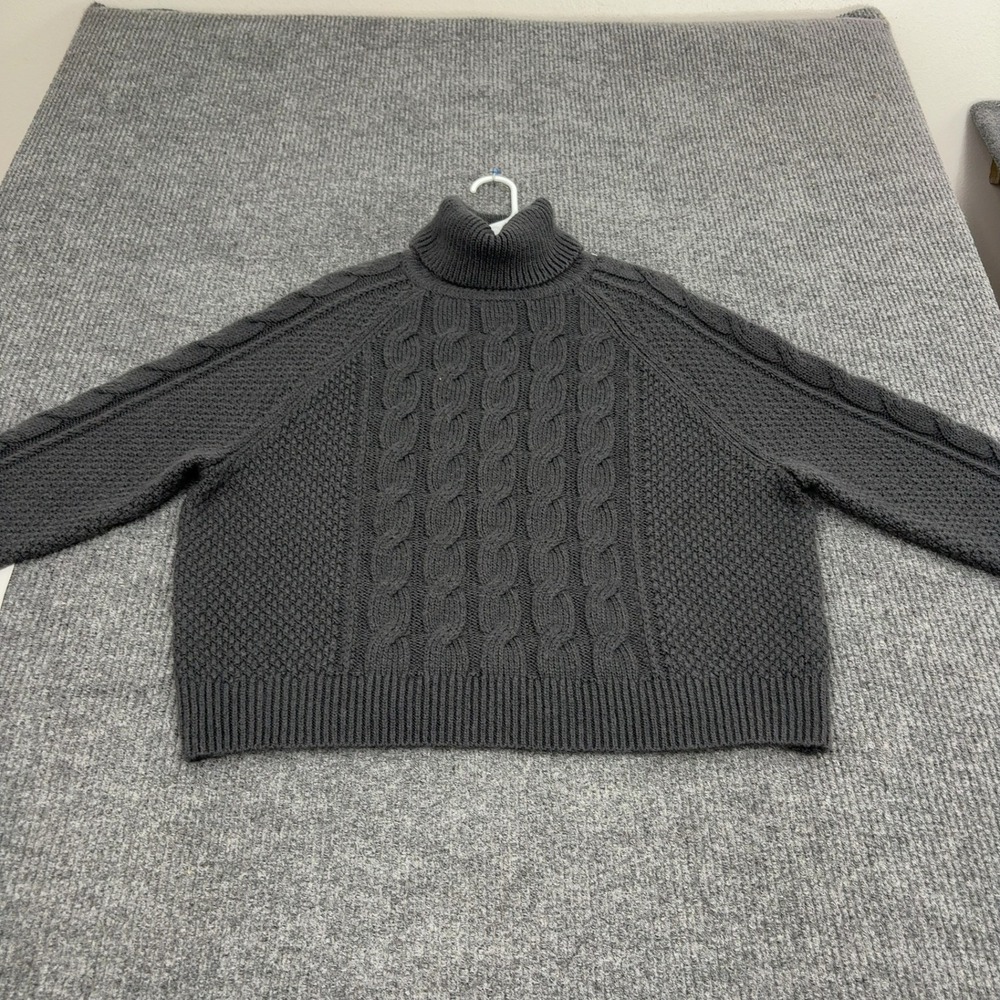 Gap Sweater Womens L Gray Cotton Wool Blend Cable Knit Turtleneck Casual Cozy